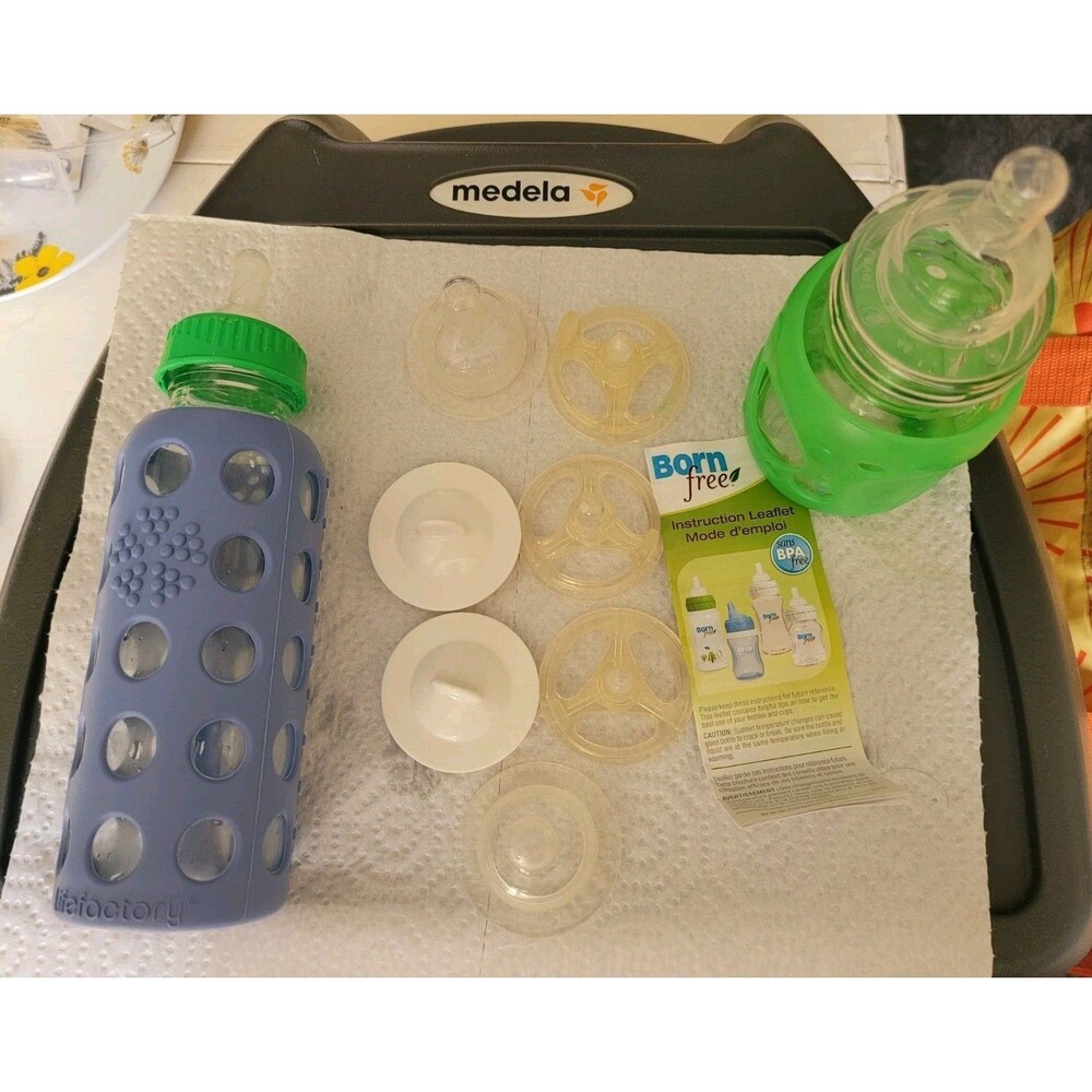 Life Factory & Born Free Natural Feeding Glass Baby Bottles 9 oz &  5 oz SEE PIC